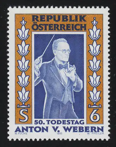 2174 50. Todestag Anton Webern, Komponist, 6 S, postfrisch **