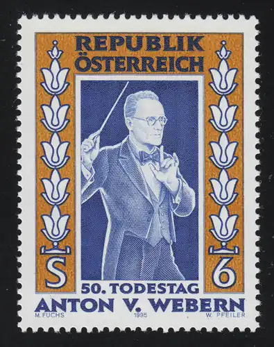 2174 50e anniversaire de la mort d'Anton Webern, compositeur, 6 p., frais de port **