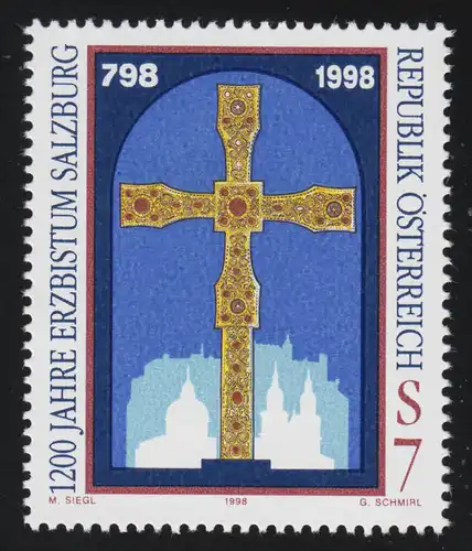 2252 Archevêché de Salzbourg, Croix de Ruptertus, Silhouette, 7 S, frais de port **