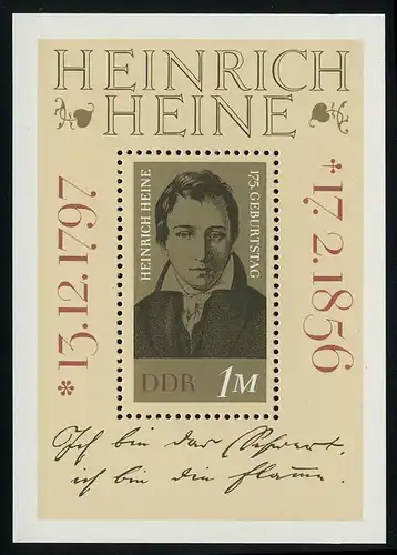 Block 37 Heinrich Heine 1972, postfrisch