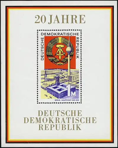 Block 28 20 Jahre DDR Berlin 1969, postfrisch