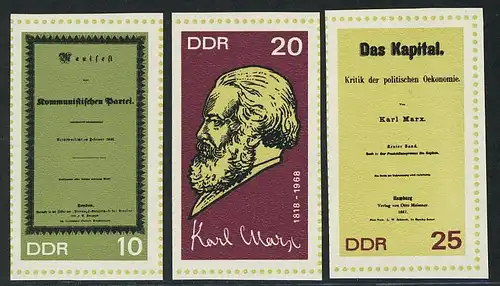 1365-1367B Einzelmarken aus Block 27 Karl Marx **