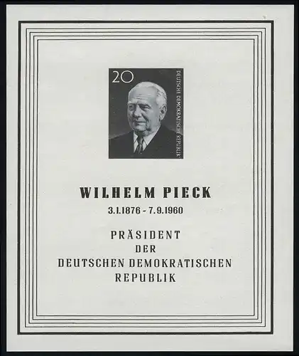 Bloc 16 Wilhelm Pieck 1960, frais de port