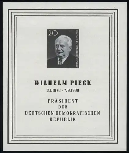 Block 16 Wilhelm Pieck 1960, postfrisch
