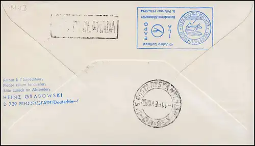 Lufthansa vol spécial 40 ans de courrier aérien vers l'Amérique du Sud R-Bf SSt STUTTGART 3.2.74