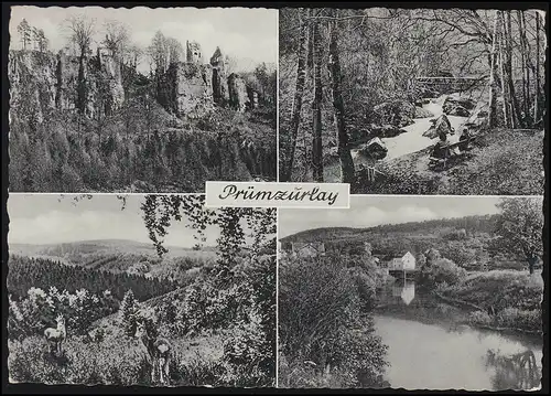 Landpost Prümzurlay via BITBURG (EIFEL) SSt Bierstadt 20.8.58 sur AK approprié