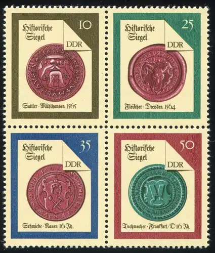 3156-3159 Historische Siegel 1988, Viererblock, ** postfrisch
