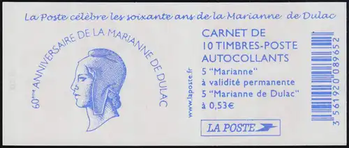 Carnets de marques 3895IBc+4001 Marianne Lamouche et Dulac, date d'impression 17.10.05 **