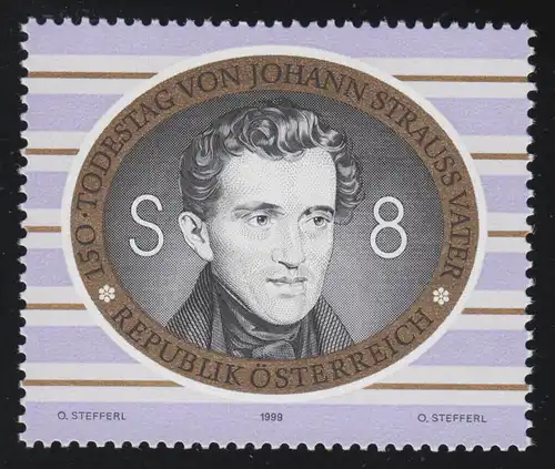 2286 150e anniversaire de la mort de Johann Strauss Père, compositeur, 8 p., frais de port **