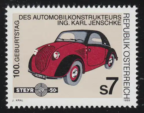 2282 Anniversaire de Karl Jentchke, constructeur automobile, Steyr 50 "Baby," 7 p. **