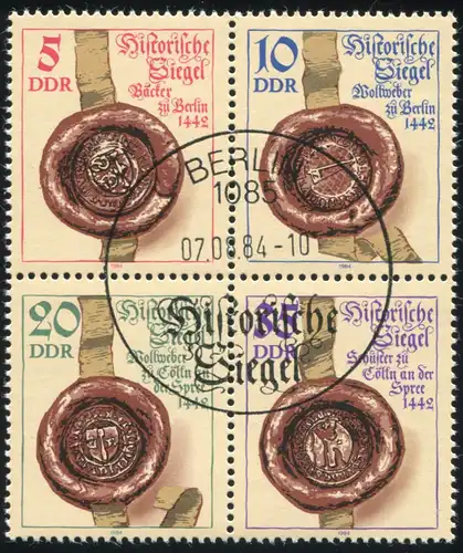 2884-2887 Siegel-Quaerblock 1984, ESSt Berlin 7.7.84
