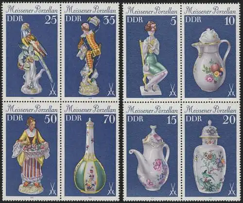 2464-2471 Porzellan 1979, Satz ** postfrisch als 2 Viererblöcke, ungefaltet