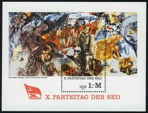 Block 63 Parteitag der SED 1981, postfrisch