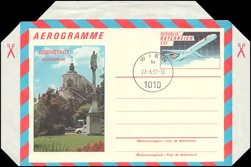 Österreich LF 21 Flugzeug 11 Schilling Bergkirche in Eisenstadt, ET-O WIEN 1987