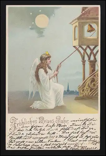 AK Salutation du Nouvel An: Ange sonne la cloche, AUGBURG 30.12.