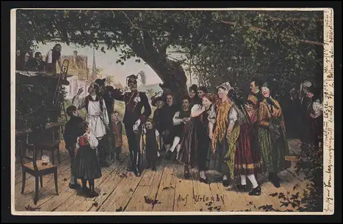 AK Artiste Le soldat en vacances - communauté risée DRESDEN 29.12.1901