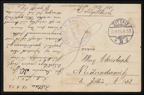 AK Geburtstagsgrüße Mädchen mit Blumentopf, Feldpost ZITTAU 13.9.1915