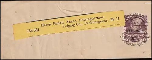 Österreich Streifband S 8 Vorausentwertung D.Ö.A.V. WIEN Mitte März 1911