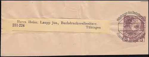 Autriche Streifband S 8 Préévaluation D.Ö.A.V. WIENNE mi-juin 1910
