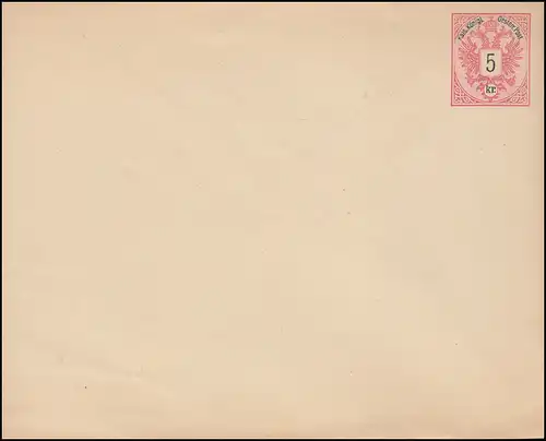 Österreich U 62a Doppeladler Aufdruck 5 Kreuzer, mit Klappenstempel, **