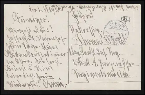 AK Liebe - Gott ist die Liebe! Brief von der Front, Feldpost PÜRGEN 3.6.1918
