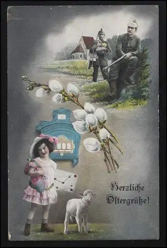 Österreich Feldpost TABORI POSTAHIVATAL 43 20.3.15  Pionierbatallion, AK Ostern