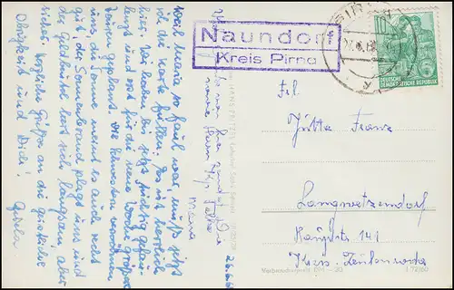 Landpost Naundorf via PINA 27.6.60 sur AK Merlefall et environs avec 10 images