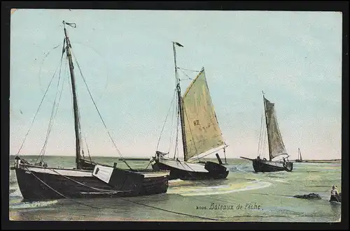 Schiffahrt Fischerboote im Hafen von OSTENDE Bateaux de Peche, Feldpost 24.2.15