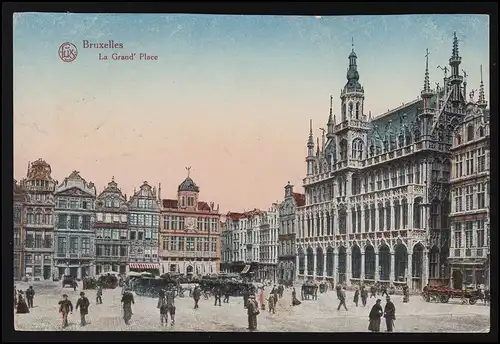 AK La Grand' Place BRUXELLES, Karte MBCP, FELDPOST BRÜSSEL SCHAERBEEK 17.9.1917