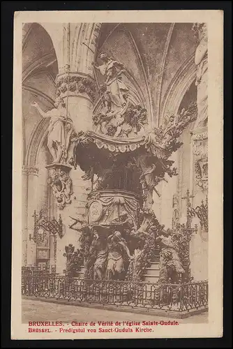 AK Predigstuhl Eglise St. Gudule BRUXELLES /Brüssel Kriegslazarett 3, 16.4.1917