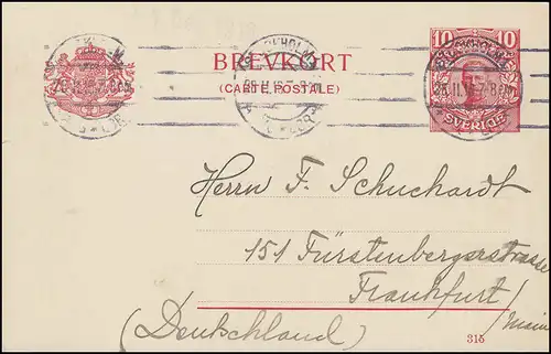 Carte postale P 30 BREFKORT Roi Gustav avec DV 315, STOCKHOLM 29.11.1916