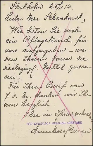 Carte postale P 30 BREFKORT Roi Gustav avec DV 315, STOCKHOLM 29.11.1916