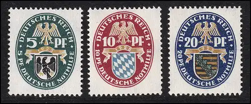 375-377 Nothilfe/Wappen 1925 - Satz postfrisch **