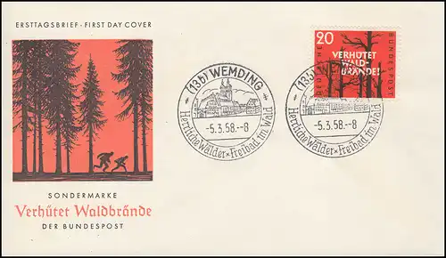 283 Prévention des incendies de forêt 1958 sur le FDC de bijoux ESSST WEMDING 5.3.58