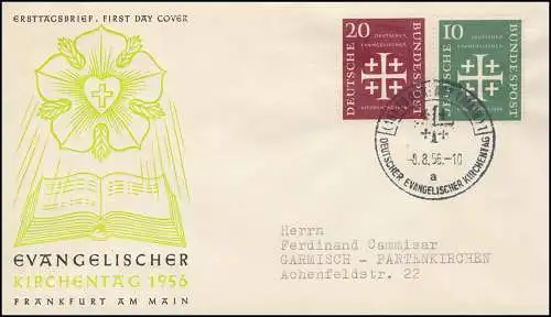 235-236 Evangelischer Kirchentag 1956: Schmuck-FDC ESSt Frankfurt/Main 8.8.56