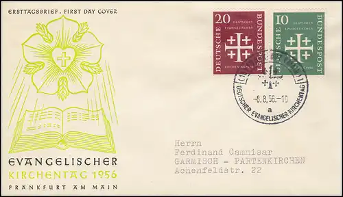 236-236 Evangelischer Kirchentag 1956: Schmuck-FDC ESSt Frankfurt/Main 8.8.56 