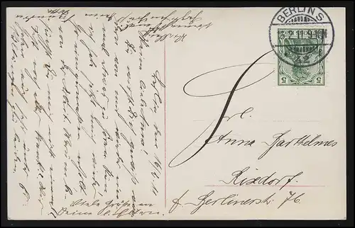 Femme AK avec bijoux verts, BERLIN S 42 - 15.3.1911 vers Rixdorf