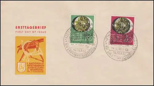 141-142 NBA Wuppertal 1951 Satz auf Schmuck-FDC passender ESSt WUPPERTAL 14.9.51