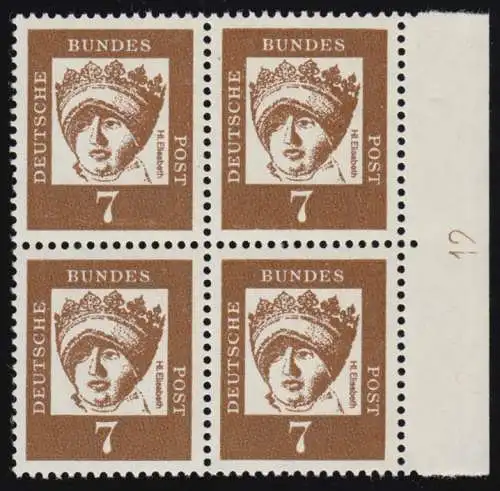 348y DZ Hl. Elisabeth 7 Pf als Viererblock rechts mit Druckerzeichen 12, **