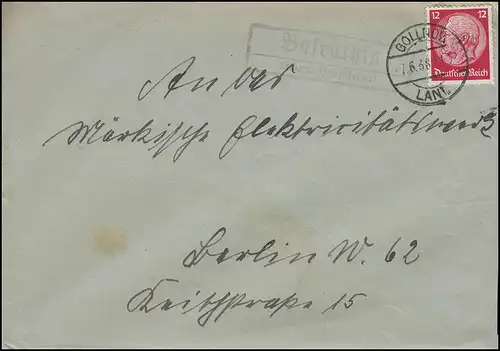 Landpost BASENTHIN über GOLLNOW/ Goleniów (Land) 7.6.1938 nach BERLIN