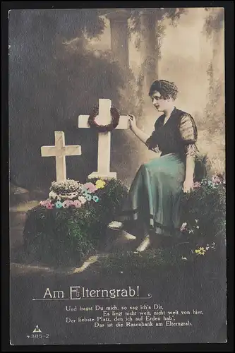 AK Deuil La pelouse au tombeau des parents Cimetière Deluche LAUSANNE vers 1931
