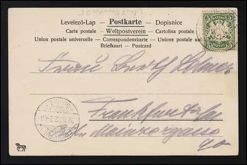 AK Artiste fumeuse actrice bouteille de champagne, selon FRANKFURT/MAIN 22.11.1902