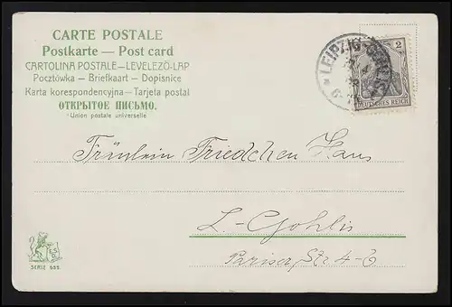 Fille AK d'artiste joue avec fleur sur une armure, LEIPZIG-GOHLIS vers 1908