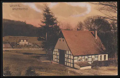 AK Westfälisches Bauernhaus, BERLIN 8 - 18.1.1911, unten kleiner Einriss