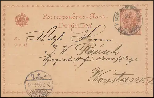 Österreich Militärpost Postkarte P 3 Wappenadler 2 Kr. MILT.POST BOS. BROD 1898