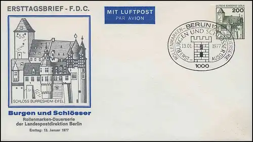 Berlin PU 81/1 BuS 200 Pfennig, FDC ESSt BERLIN Burgen und Schlösser 13.01.1977