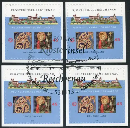 2642 Reichenau RESTREINT sur une feuille NOUVEAU, ensemble avec les 4 Eck-EV-O Bonn