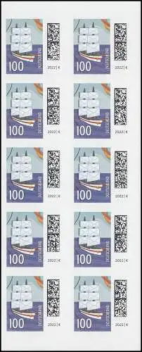 FB 115b Monde des lettres: courrier 100 C., feuille 10x3653, , **