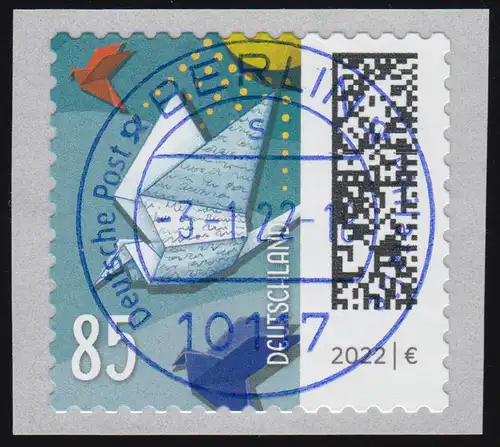 3652 Pigeon-lettre 85 cent (s) s avec numéro UNGERADER, ET-O de la VS Berlin 3.1.22