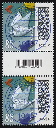 3645 Brieftaube 85 Cent aus 200er, Paar mit Nr., CF, ohne Nr., ET-O VS Berlin